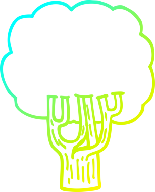 Bir insan tarafından çizilen karikatür ağacının soğuk gradyan çizimi