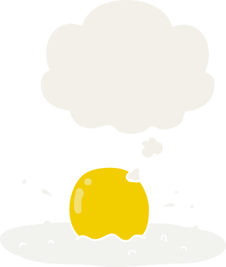 Düşünce baloncuklu çizgi film sahanda yumurta insan tarafından çizilmiş.