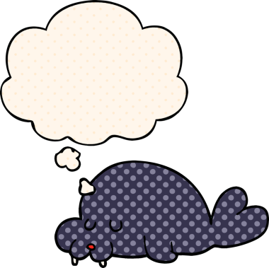 Bir insan tarafından çizilmiş, düşünce baloncuklu karikatür deniz aygırı.