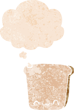 Düşünce baloncuklu çizgi film dilimi grunge sıkıntılı retro dokuma tarzı bir insan tarafından çizilmiş