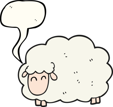 Bir insan tarafından çizilmiş serbest konuşma balonu karikatürü koyunu