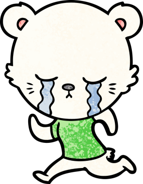 Bir insan tarafından çizilmiş üzgün küçük kutup ayısı çizgi filmi.