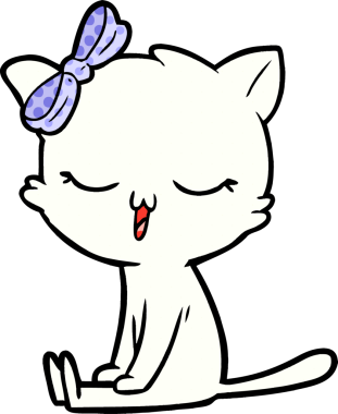 Bir insan tarafından çizilmiş kafasında yay olan çizgi film kedisi.