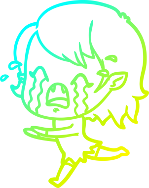 Bir insan tarafından çizilmiş ağlayan vampir kız çizgi filmi.