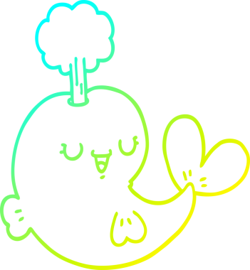 Bir insan tarafından çizilmiş karikatür balinası çizimi.