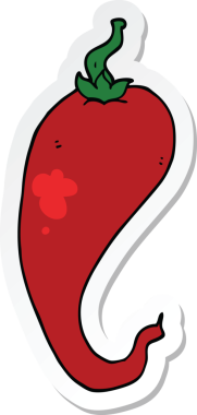 Bir insan tarafından çizilmiş kırmızı biberin çıkartması.