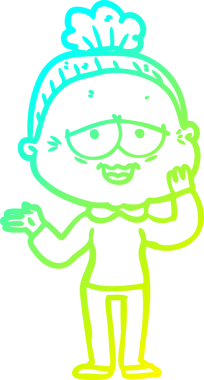 Bir insan tarafından çizilmiş, mutlu, yaşlı bir kadının çizdiği soğuk çizgi.