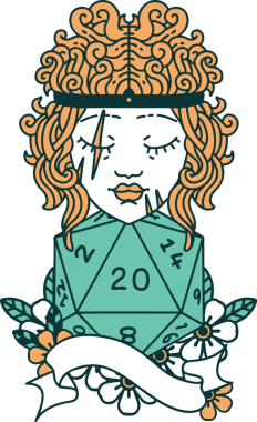 Retro Dövme Tarzı İnsan Barbarlığı Bir insan tarafından çizilmiş doğal 20 zar ile