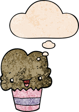 Bir insan tarafından çizilmiş, üzerinde düşünce kabarcığı olan çizgi film keki.