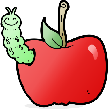 bir insan tarafından çizilmiş böcekli çizgi film elması