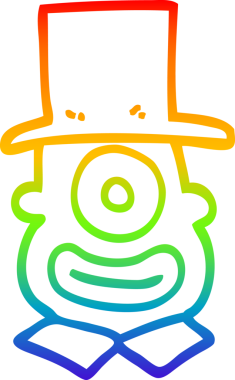 Bir insan tarafından çizilmiş silindir şapkalı bir Tepegöz çizgi çizimi.