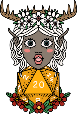 Retro Dövme Tarzı Elf Karakter Yüzü Bir İnsan Tarafından Çizildi