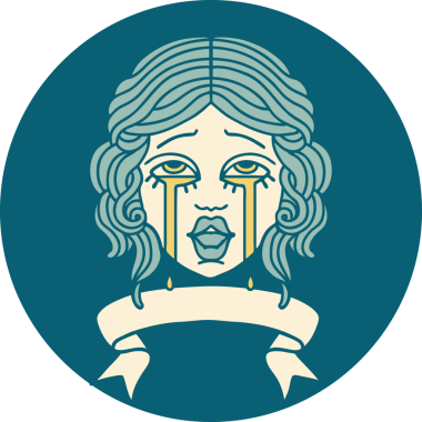 Bir insan tarafından çizilmiş çok mutlu, ağlayan bir kadın yüzü simgesi.