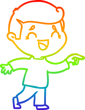 Gökkuşağı gradyan çizimi bir insan tarafından çizilmiş gülen bir adamın çizimi