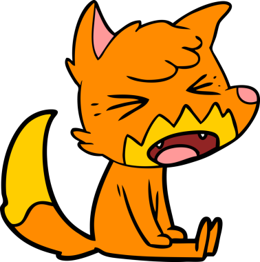 Bir insan tarafından çizilmiş tilki çizgi film karakteri