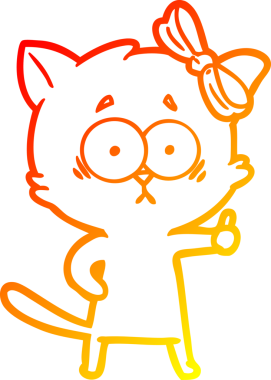 Bir insan tarafından çizilmiş çizgi film kedisinin sıcak çizgi çizimi