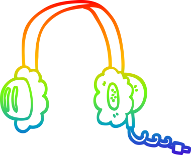 Bir insan tarafından çizilmiş bir müzik kulaklığının çizgi çizimi.