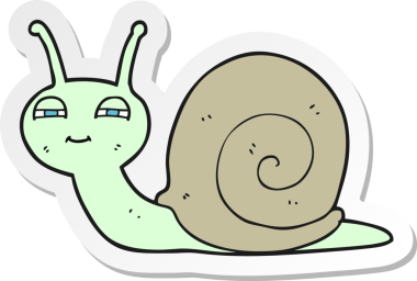 Bir insan tarafından çizilmiş şirin bir salyangozun çıkartması.