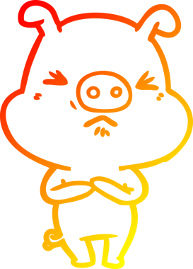 Bir insan tarafından çizilmiş kızgın bir domuzun sıcak çizgi çizimi