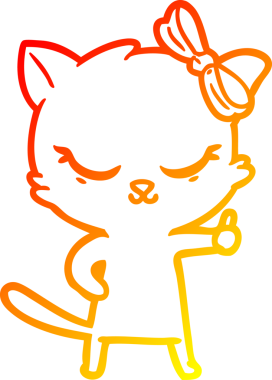 Bir insan tarafından çizilmiş sevimli bir çizgi film kedisinin sıcak çizgi çizimi