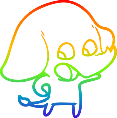 Gökkuşağı gradyan çizgisi bir insan tarafından çizilmiş şirin bir fil çizimi