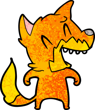 Bir insan tarafından çizilmiş tilki çizgi film karakteri