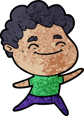 Bir insan tarafından çizilmiş çizgi film dostu bir adam.