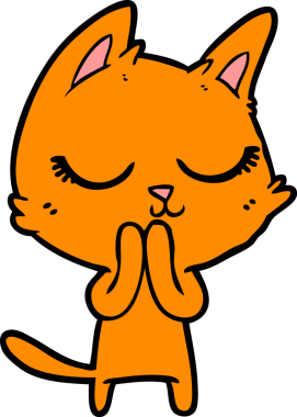 Bir insan tarafından çizilmiş sakin çizgi film kedisi.