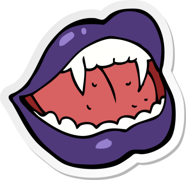 Bir insan tarafından çizilmiş vampir dudaklarının çıkartması.