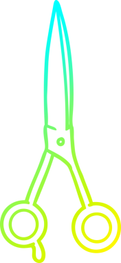 Bir insan tarafından çizilmiş bir çizgi film berber makasının soğuk gradyan çizgisi