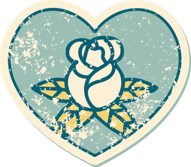 Bir insan tarafından çizilmiş kalp ve çiçeklerin sembolik depresif dövme şekli