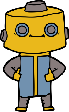 Bir insan tarafından çizilmiş çizgi film robotu