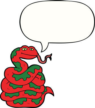 Bir insan tarafından çizilmiş konuşma balonlu çizgi film yılanı.