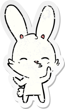 Bir insan tarafından çizilmiş garip bir tavşan çizgi filminin sıkıntılı çıkartması.