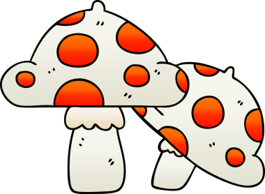 bir insan tarafından çizilmiş gölgeli mantarlar.