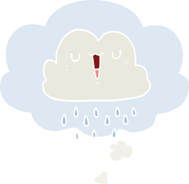 Düşünce baloncuklu karikatür fırtına bulutu insan tarafından çizilmiş.