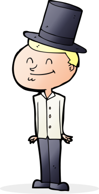 Bir insan tarafından çizilmiş silindir şapkalı bir adam.