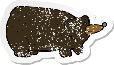 Bir insan tarafından çizilmiş komik bir çizgi film kara ayısının gerilimli çıkartması.