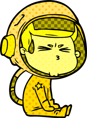 Çizgi film bir insan tarafından çizilmiş astronot.