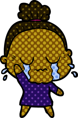 Bir insan tarafından çizilmiş ağlayan yaşlı kadın çizgi filmi.