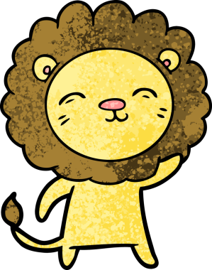 Bir insan tarafından çizilmiş çizgi film aslanı.