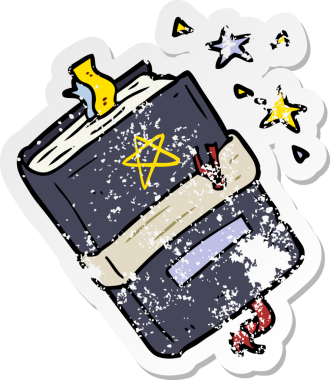 Bir insan tarafından çizilmiş büyü kitabının sıkıntılı çıkartması.