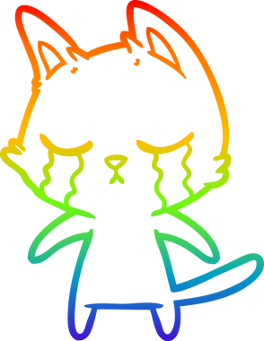 Bir insan tarafından çizilmiş ağlayan çizgi film kedisinin çizimi.