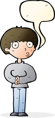 Bir insan tarafından çizilmiş konuşma baloncuğu olan meraklı bir adam.