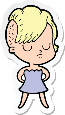 Bir insan tarafından çizilmiş bir karikatür kadının çıkartması.