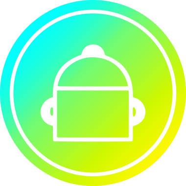 Bir insan tarafından çizilmiş serin eğimli tencere dairesel simgesi