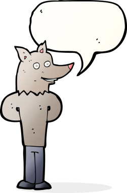 Bir insan tarafından çizilmiş konuşma balonu olan bir kurt adam.