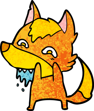 Bir insan tarafından çizilmiş tilki çizgi film karakteri