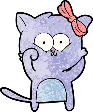 Bir insan tarafından çizilmiş çizgi film kedisi.