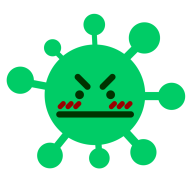 Bir insan tarafından çizilmiş rahatsız bir virüs.